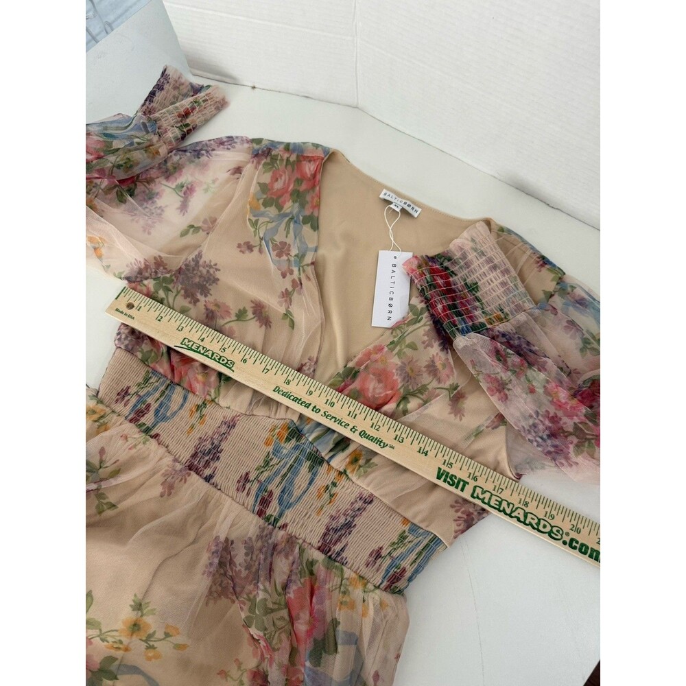 NWT Baltic Born Women's XL Romantic Floral Layla Tulle Maxi Dress Long Sleeve - Picture 13 of 16